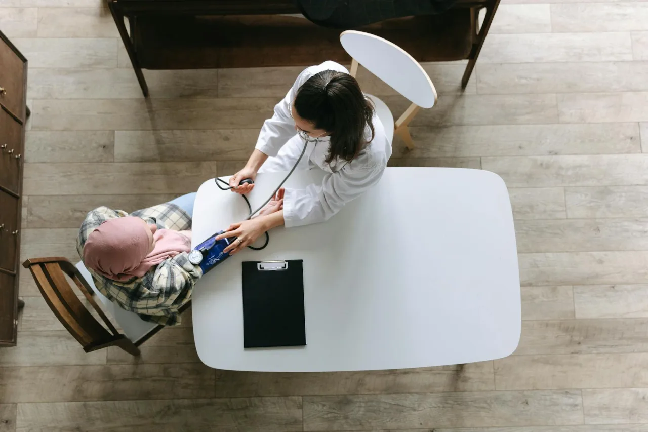 Clinician meeting with a patient